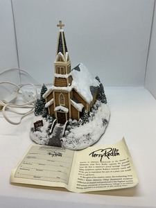 lot 187 image: Terry Redlin Lighted Church Sculpture  1994