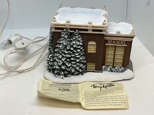 lot 201 image: Terry Redlin Hawthorne Village First National Bank Lighted Sculpture