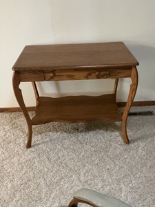 Wooden Side Table With Drawer and Lower Shelf
