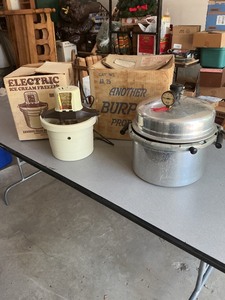 lot 34 image: Richmond Cedar Works Ice Cream Freezer & Burpee Pressure Cooker