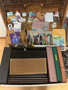 lot 67 image: Office and Craft Supplies Including Pens, Binders, and Tools