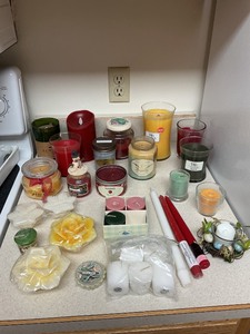 lot 77 image: Wax Candles and Decorative Candle Holders