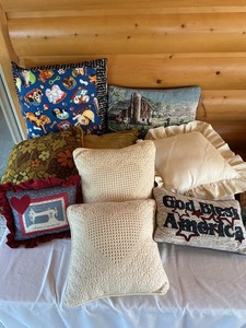 lot 86 image: Eight Decorative Throw Pillows With Varied Designs