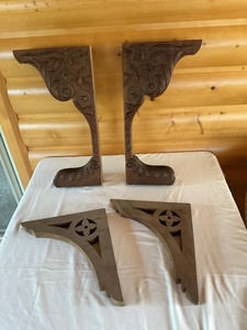 lot 110 image: Four Carved Wooden Architectural Brackets