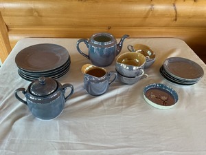 lot 113 image: Japanese Ceramic Tea and Dinnerware Set with Cherry Blossom Motif