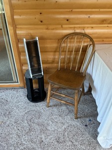 lot 121 image: Wooden Chair with Two CD Holders