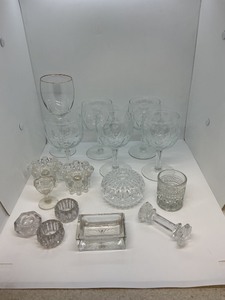 lot 135 image: Glassware Including Goblets, Dishes, and Candleholders