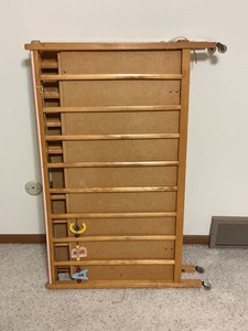 lot 146 image: Vintage Wooden Folding Baby playpen with padding