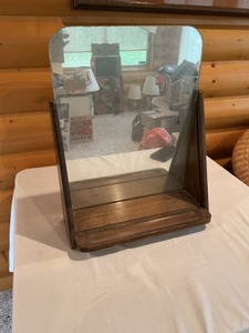 lot 151 image: Vintage Adjustable Tabletop or Hanging Mirror with Wooden Frame