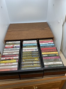 lot 171 image: Vintage Cassette Tapes With Woodgrain Storage Case