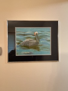 lot 173 image: Framed Artwork of Pelican on Water with Artist Signature