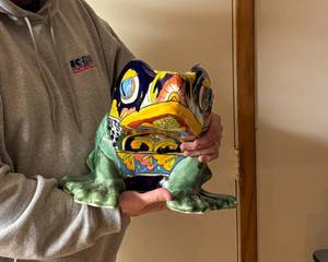 Large Hand-Painted Talavera Ceramic Frog Planter