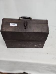 lot 21 image: Metal Toolbox with Assorted Plumbing Parts and Fittings