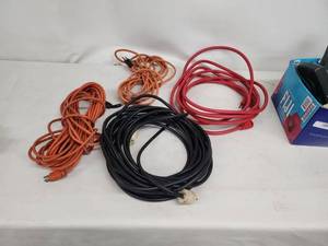 lot 26 image: Lot of Outdoor Extension Cords and Heavy-Duty Power Strips