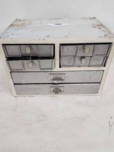 lot 30 image: Metal Organizer Cabinet with Hardware Assortment