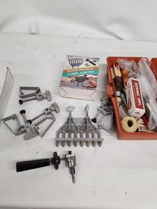 lot 31 image: Wolfcraft Dovetail & Comb Jointer with Upholstery and Caning Tool Kit