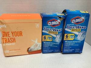 lot 36 image: Clorox Toilet Wand Refills and Trash Bags