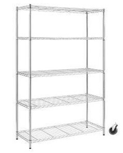 lot 5 image: HDX 5-Shelf 48x18x72 inch Chrome Utility Storage Rack with Casters