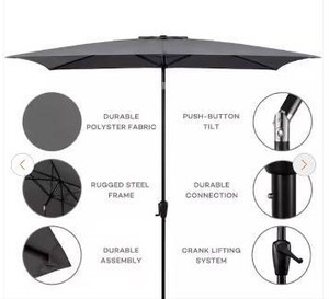 lot 6 image: Sun-Ray 6.6 ft x 9.8 ft Rectangular Steel Market Umbrella in Grey