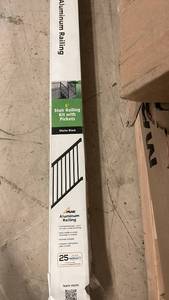 lot 32 image: 6 Ft Matte Black Aluminum Stair Railing Kit with Pickets