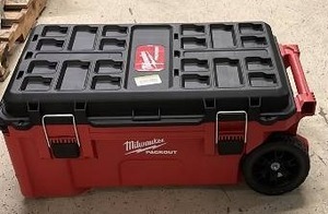 lot 49 image: Milwaukee Packout Rolling Toolbox with Cracks