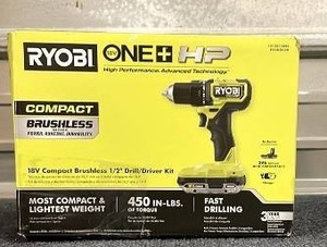 lot 50 image: Ryobi ONE HP 18V Compact Brushless 12 in. DrillDriver Kit Sealed