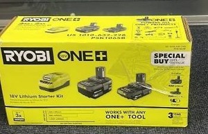 lot 57 image: Ryobi ONE 18V Lithium Starter Kit with 2 Batteries and Charger