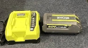lot 61 image: Ryobi 40V Lithium-Ion Battery and Charger Set