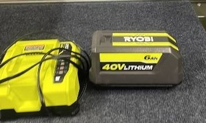 lot 65 image: Ryobi 40V Lithium 6Ah Battery with Charger