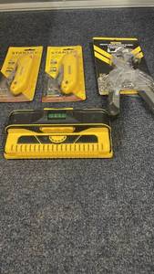 lot 75 image: Stanley Utility Knives, Plier Stapler, and Franklin ProSensor M210 Tool Set