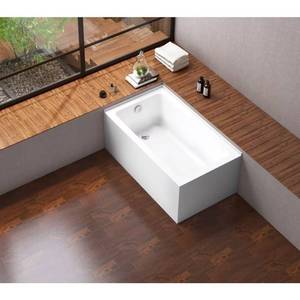 lot 112 image: Aqua Eden 54x30 Inch Acrylic Alcove Soaking Bathtub with Left Drain, White
