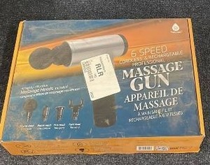 lot 121 image: 6 Speed Cordless Rechargeable Professional Massage Gun with 4 Attachments