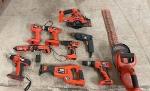 lot 122 image: Lot of 10 Black & Decker Cordless Power Tools with Charger and Accessories