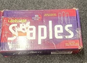 lot 150 image: Box of 100 Landscape Staples Garden Stakes