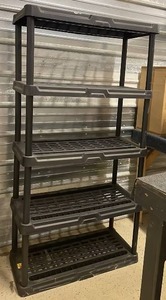 lot 155 image: 5-Tier Black Plastic Storage Shelving Unit