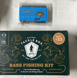 lot 178 image: Mystery Tackle Box Bass Fishing Kit with Oversized Eye Jig Heads