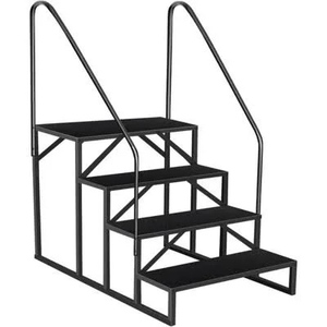 lot 204 image: Portable Four-Step Metal Platform with Handrails