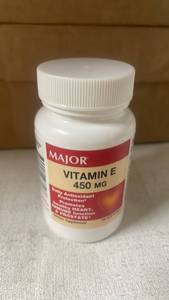 lot 218 image: Lot of 44 Major Vitamin E 450mg Bottles, Daily Antioxidant Supplement