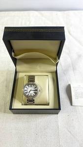 lot 242 image: Silver Tone Wristwatch with Roman Numeral Dial and Crystal Accents in Display Box