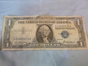 lot 15 image: 1957 Silver Certificate Dollar Bill