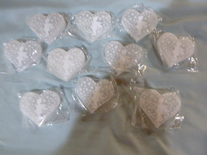 lot 33 image: 10 Selenite Hearts with Fairies