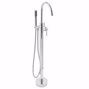 New - 1-Handle Freestanding Floor Mount Roman Tub Faucet Bathtub Filler with Hand Show