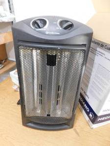 lot 36 image: 1500-Watt Black Electric Tower Quartz Infrared Space Heater with Thermostat