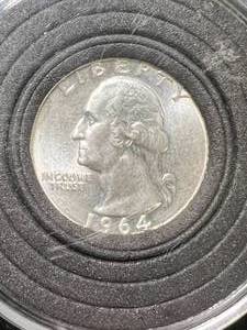 lot 06 image: 1964 US WASHINGTON QUARTER BU IN AIRTITE
