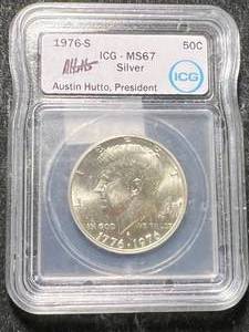 lot 11 image: 1976-S US BICENTENNIAL SILVER HALF DOLLAR ICG MS67 SILVER