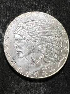 lot 13 image: 1 TROY OZ .999 FINE SILVER INDIAN ROUND