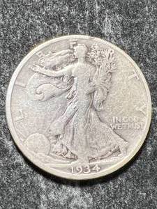 lot 21 image: 1934 US WALKING LIBERTY HALF DOLLAR