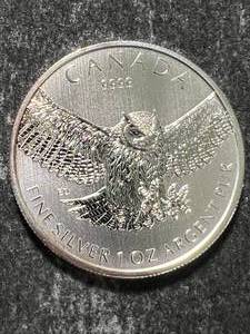 lot 25 image: 2015 CANADIAN OWL 1 TROY OZ .9999 FINE SILVER