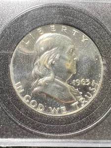 lot 26 image: 1963 US PROOF FRANKLIN HALF DOLLAR IN CASE