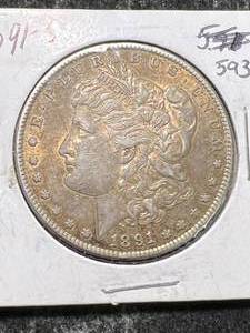 lot 29 image: 1891-S US MORGAN SILVER DOLLAR
